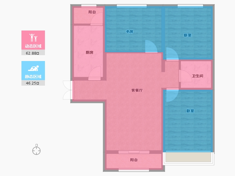 宁夏回族自治区-银川市-众一福景苑-98.00-户型库-动静分区