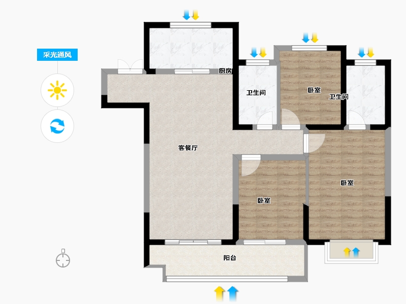 江苏省-无锡市-红豆天一华府-98.20-户型库-采光通风