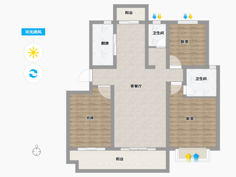 河南省-洛阳市-中浩德山水文苑-99.00-户型库-采光通风