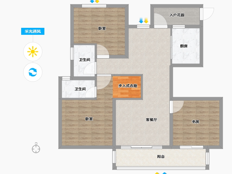 河南省-郑州市-碧源郑北瑞园-102.00-户型库-采光通风