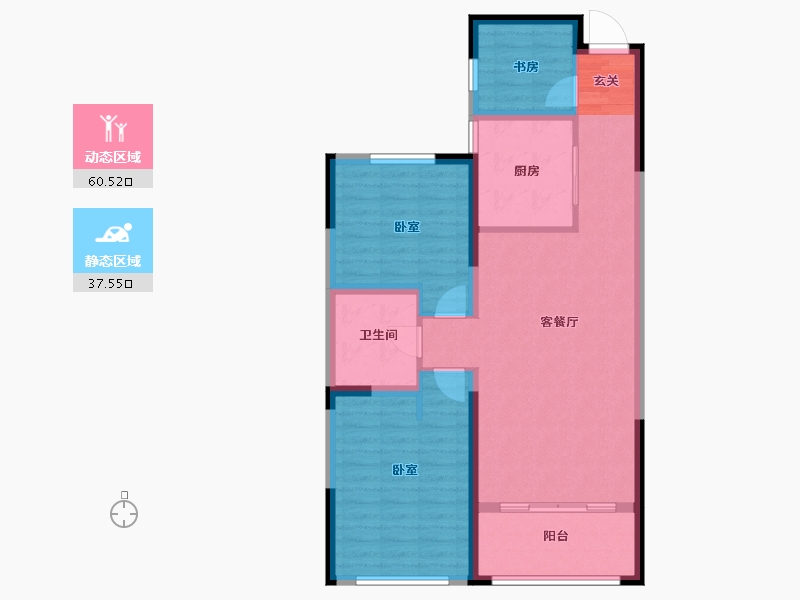 山东省-青岛市-海信都市逸品-88.08-户型库-动静分区