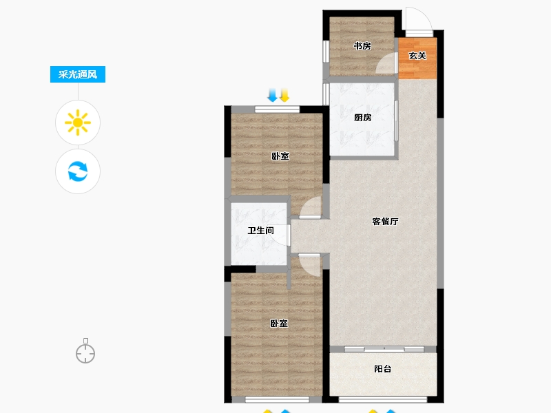 山东省-青岛市-海信都市逸品-88.08-户型库-采光通风