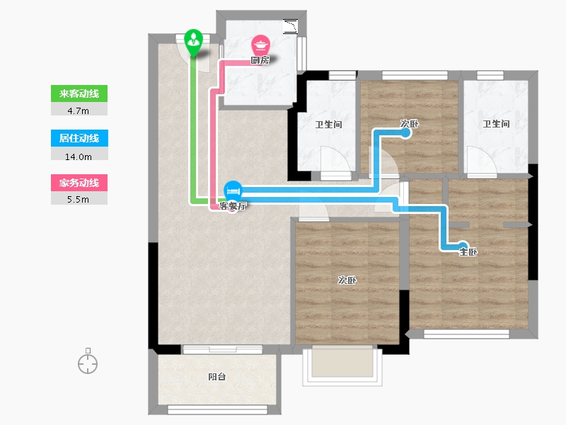 福建省-福州市-公园左岸-71.00-户型库-动静线