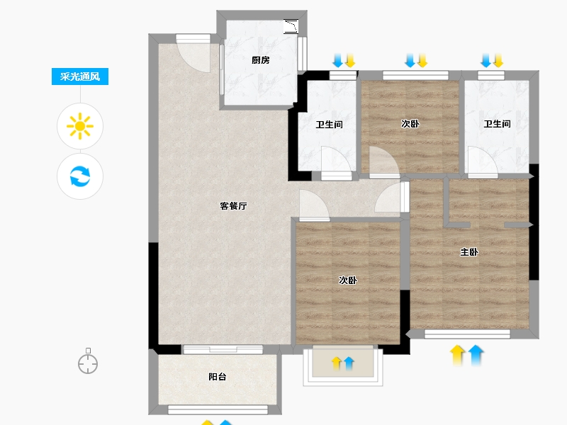 福建省-福州市-公园左岸-71.00-户型库-采光通风