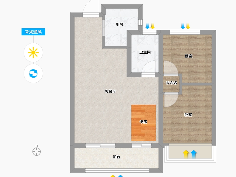 浙江省-嘉兴市-大悦府-55.60-户型库-采光通风