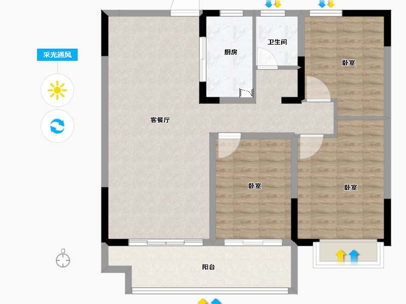 河南省-洛阳市-建业永宁上院-92.00-户型库-采光通风