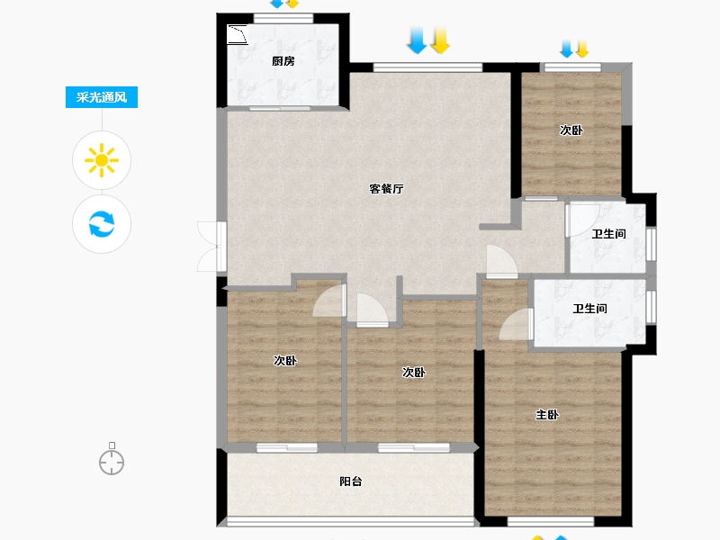 福建省-福州市-中庚香山新时代-104.80-户型库-采光通风