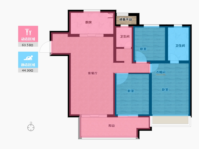 河南省-洛阳市-旭辉朗瑞中央公园-95.25-户型库-动静分区