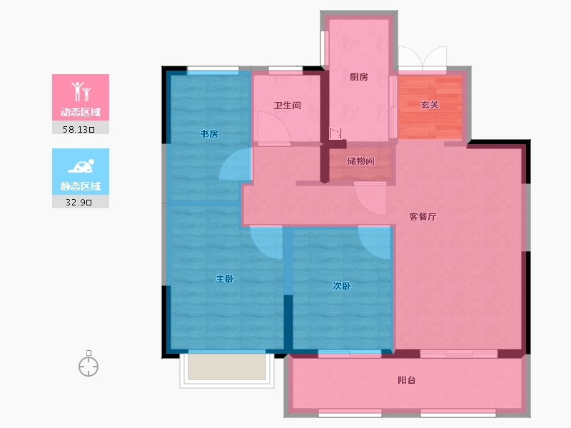 江苏省-常州市-弘阳燕澜风华住宅-81.88-户型库-动静分区