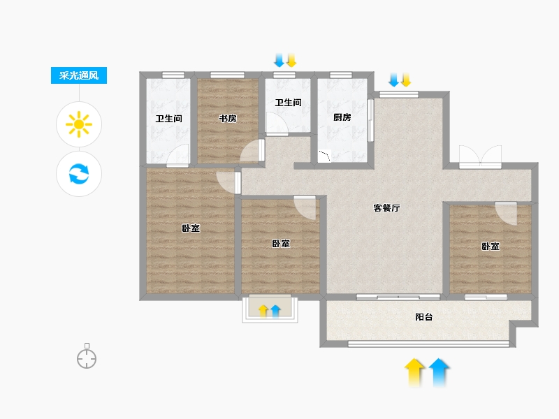 山东省-烟台市-海信岱岳府-114.00-户型库-采光通风