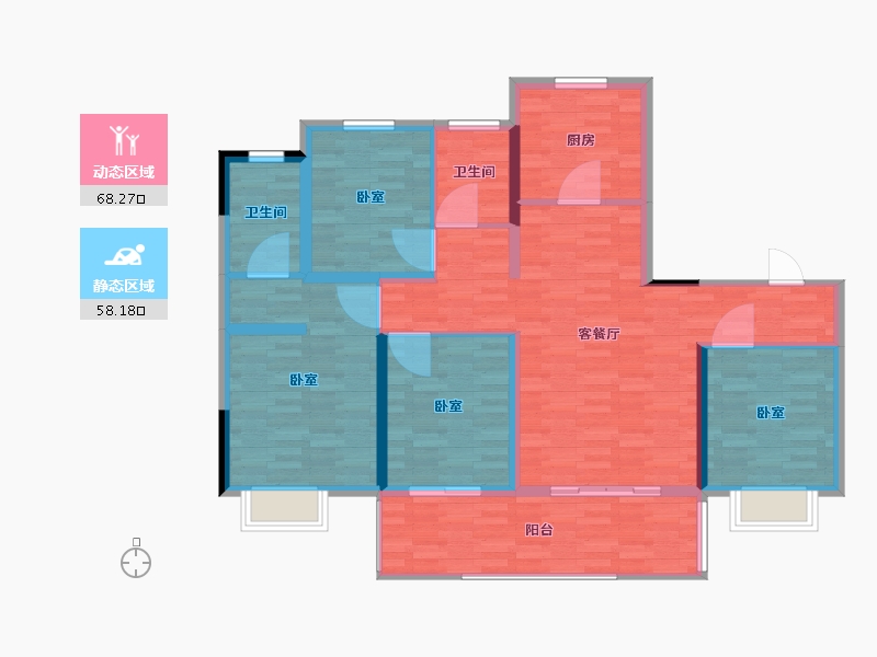 河南省-郑州市-华润置地凯旋门-114.00-户型库-动静分区