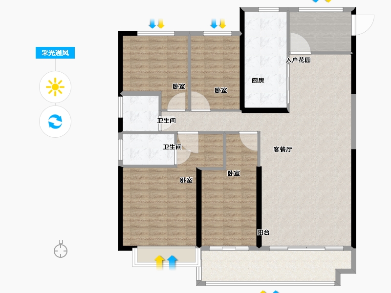 山东省-聊城市-碧桂园国岳府-142.00-户型库-采光通风