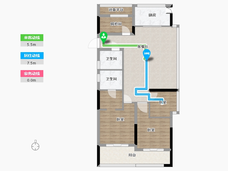 浙江省-绍兴市-漓江华庭-99.86-户型库-动静线