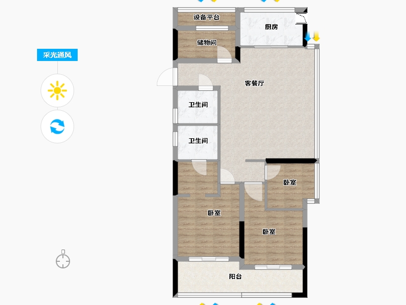 浙江省-绍兴市-漓江华庭-99.86-户型库-采光通风