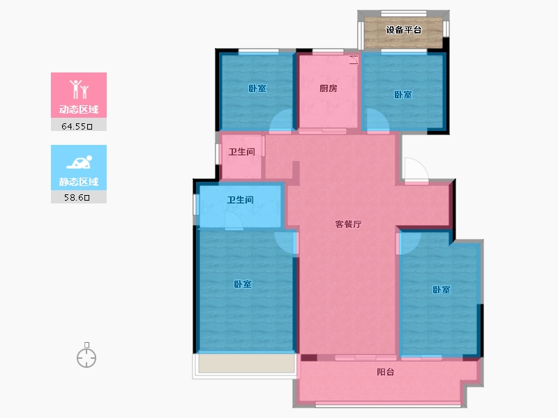 河南省-安阳市-易祥紫悦台-113.87-户型库-动静分区