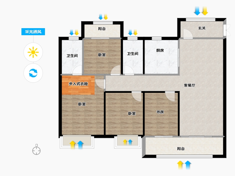 河南省-郑州市-富田城·九鼎华府-114.00-户型库-采光通风