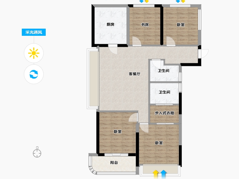 浙江省-杭州市-滨江御江南-103.27-户型库-采光通风