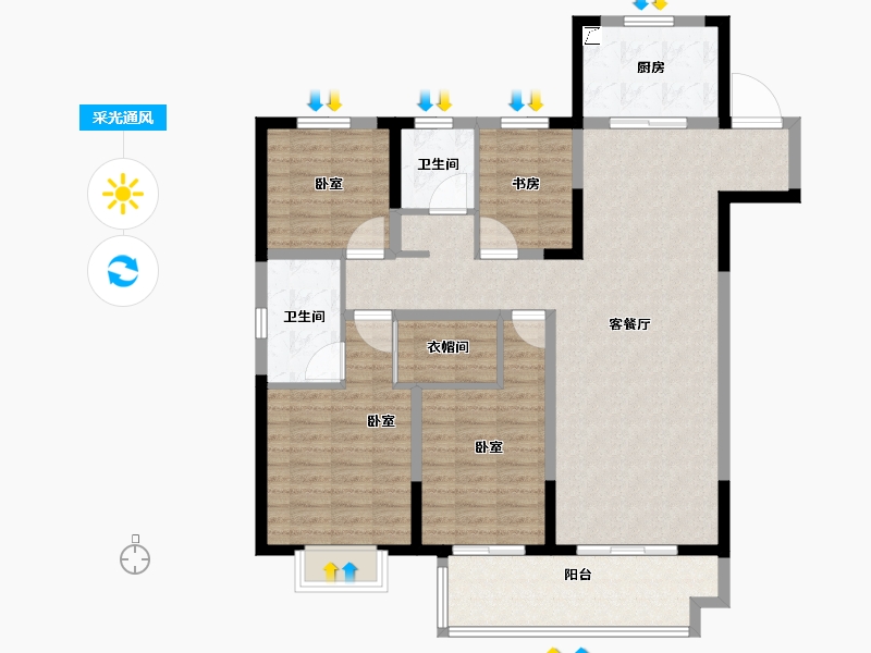 安徽省-合肥市-海尔产城创云玺-116.74-户型库-采光通风