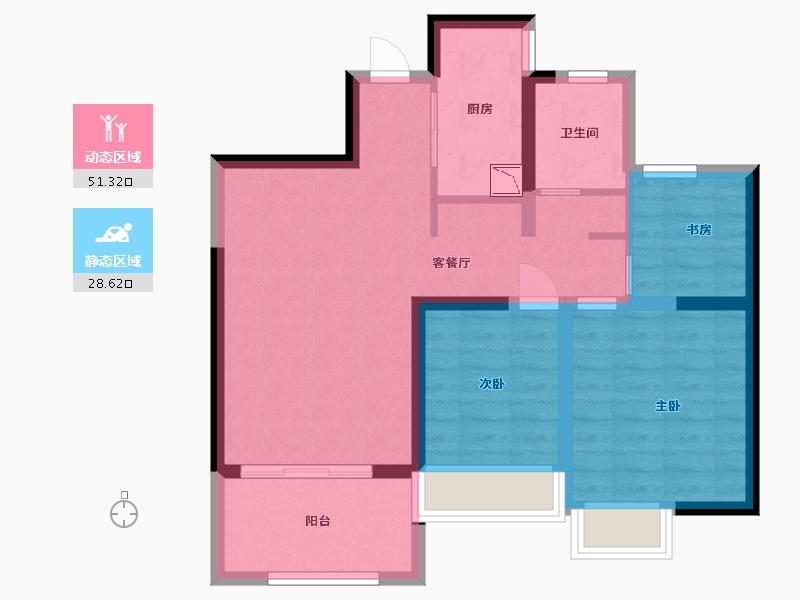 安徽省-蚌埠市-鹏欣·天珑天玥-70.40-户型库-动静分区