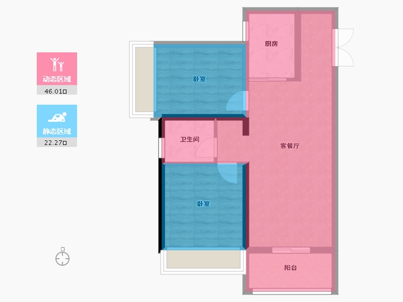 河南省-郑州市-睿达广场·幸福里-60.58-户型库-动静分区