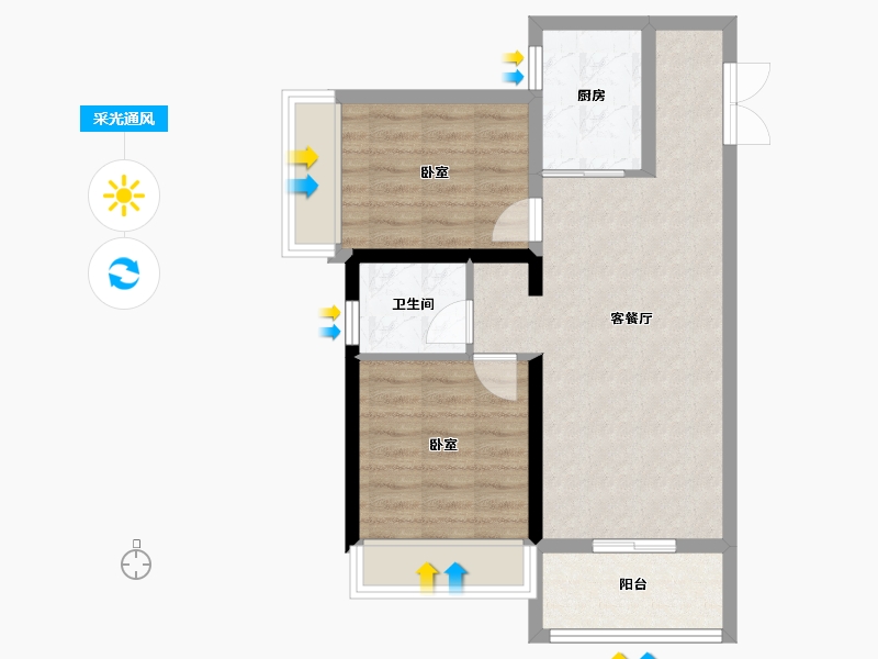 河南省-郑州市-睿达广场·幸福里-60.58-户型库-采光通风