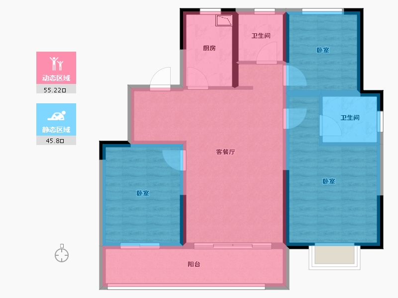 山东省-烟台市-天泰城-90.00-户型库-动静分区