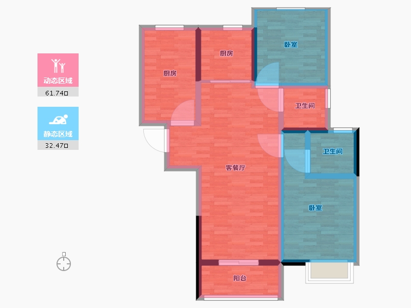 河南省-郑州市-绿都东澜岸-84.00-户型库-动静分区