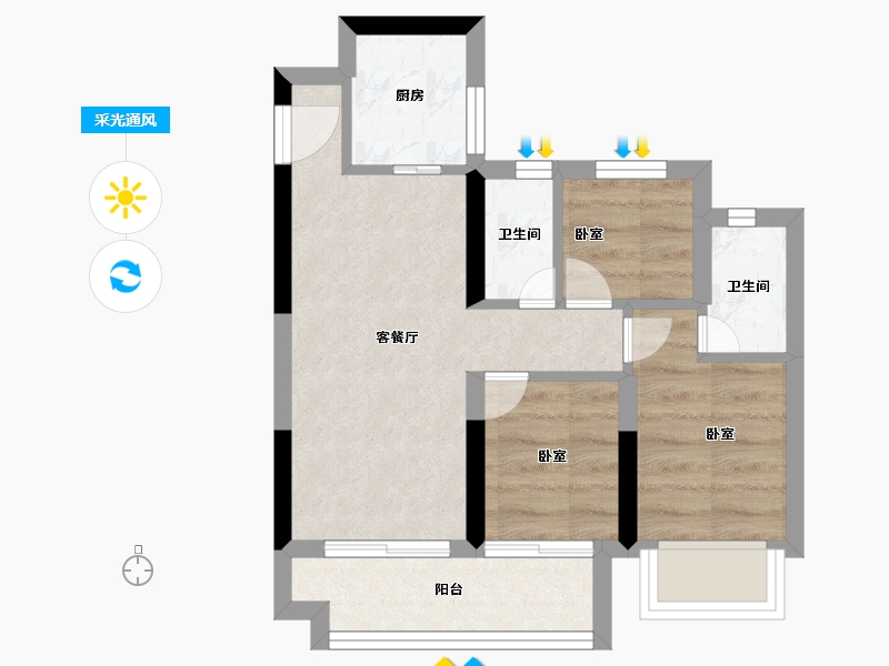 河南省-郑州市-新城郡望府-38.92-户型库-采光通风