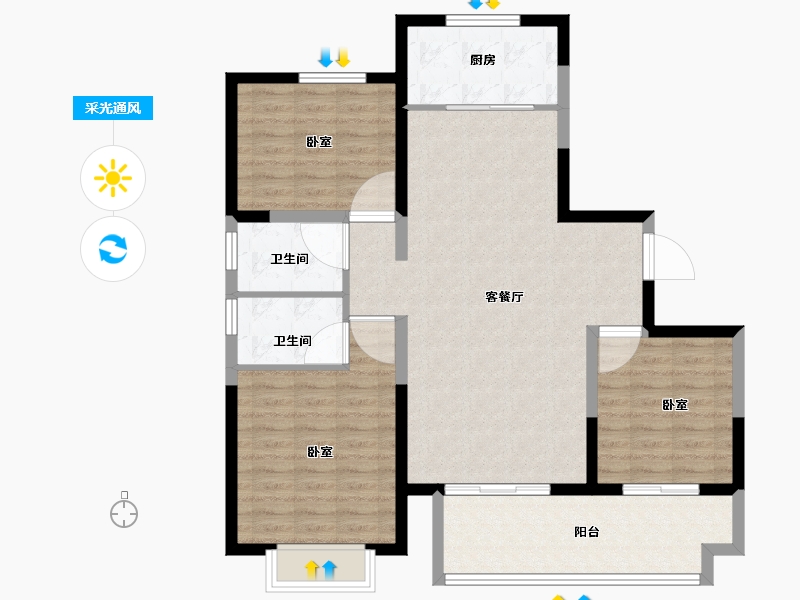 山东省-临沂市-高新·科技佳苑-103.00-户型库-采光通风