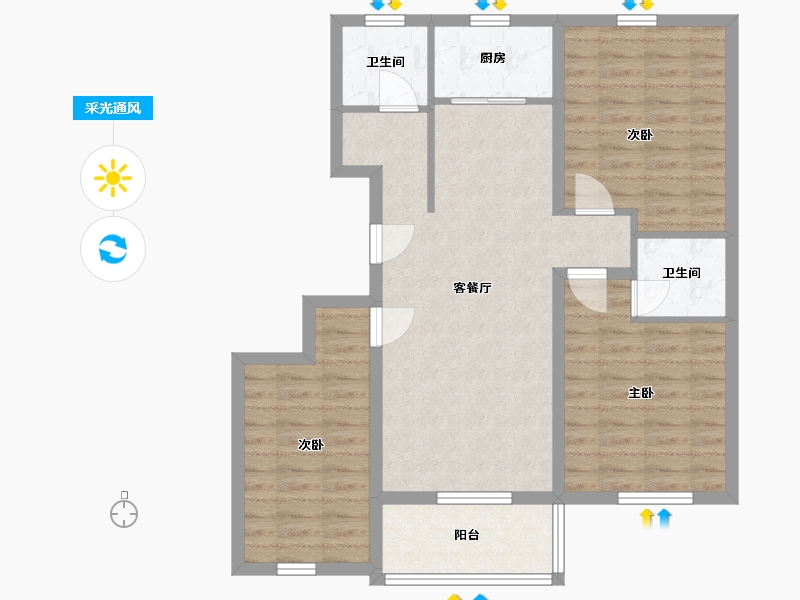 山东省-日照市-德瑞水岸华庭-90.00-户型库-采光通风