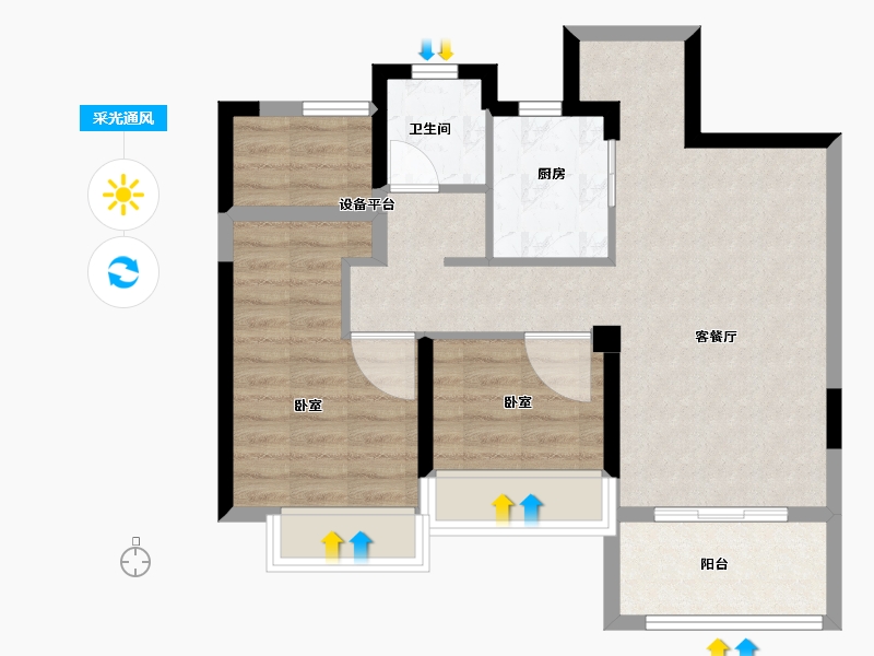 浙江省-绍兴市-新城悦隽公馆-66.00-户型库-采光通风