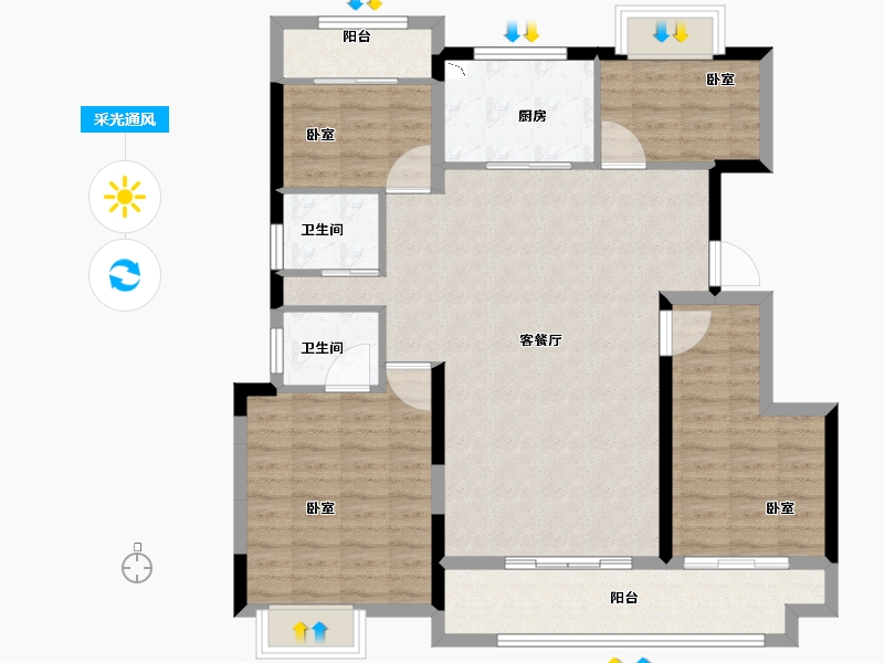 河南省-开封市-中闽·杞国和院-107.00-户型库-采光通风