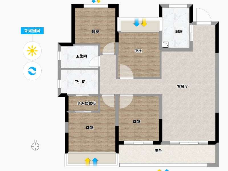 浙江省-嘉兴市-碧桂园北城春晓小区-101.00-户型库-采光通风