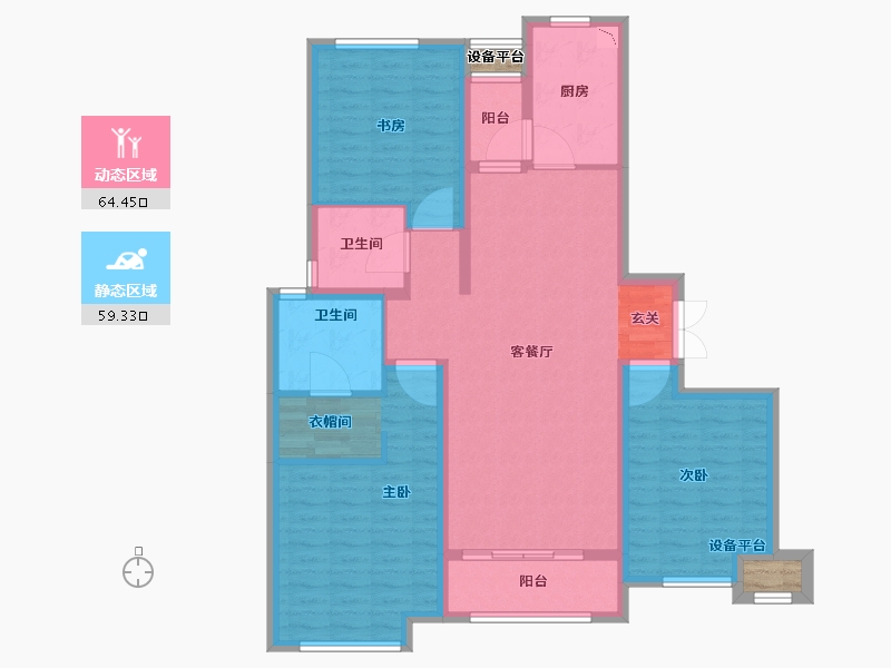 江苏省-常州市-绿地武宜珑庭-112.63-户型库-动静分区