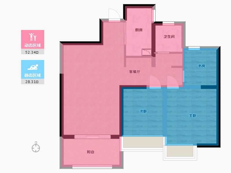 安徽省-蚌埠市-鹏欣·天珑天玥-71.20-户型库-动静分区