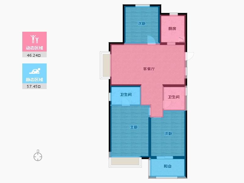 安徽省-蚌埠市-鹏欣·天珑天玥-92.79-户型库-动静分区