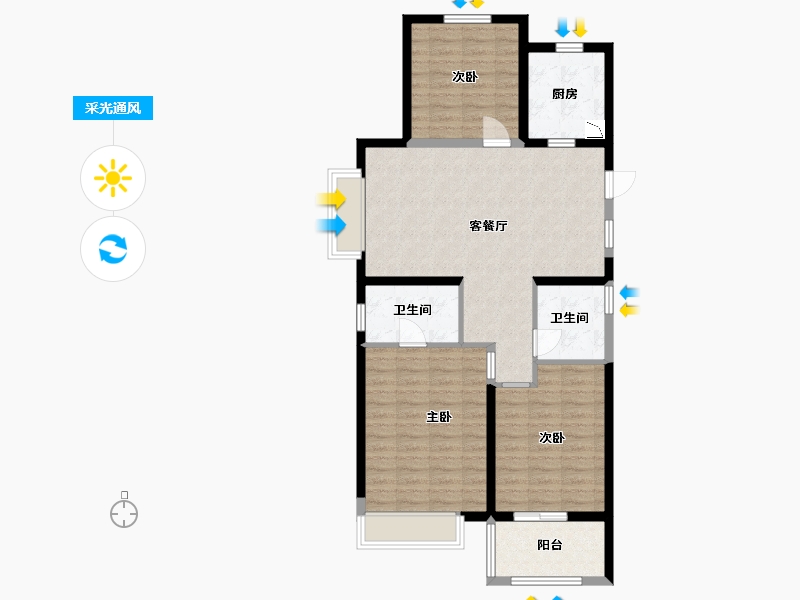 安徽省-蚌埠市-鹏欣·天珑天玥-92.79-户型库-采光通风