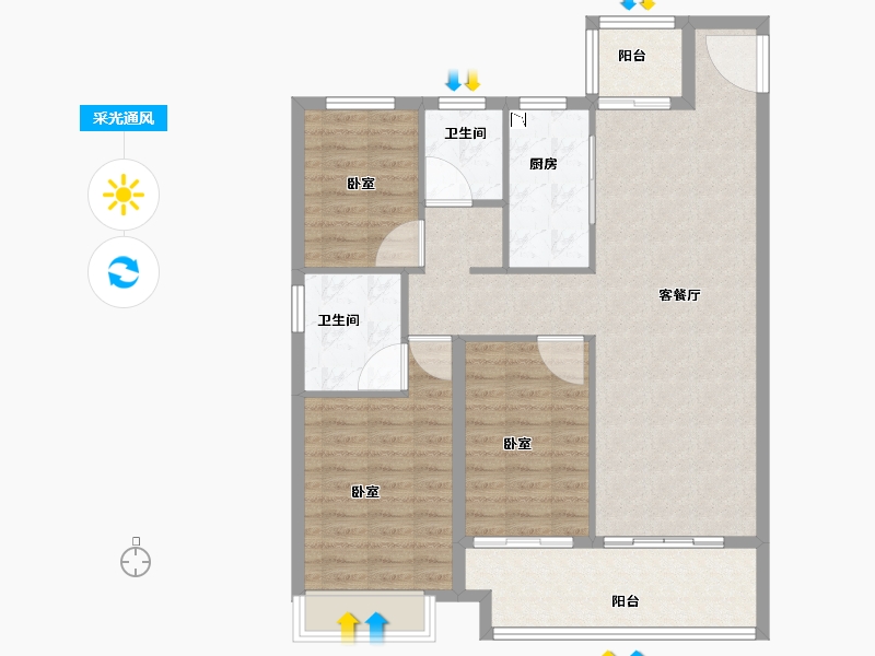 河南省-开封市-建业·尉州上院-100.37-户型库-采光通风