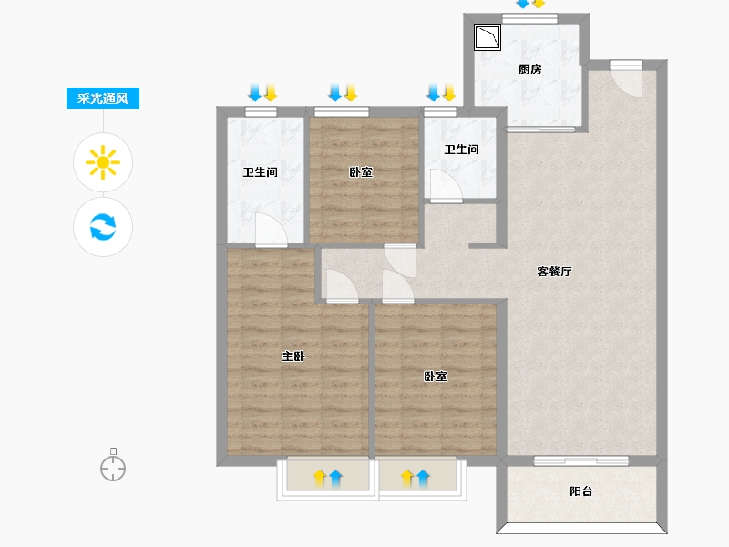 山东省-济南市-中铁诺德生态城-94.25-户型库-采光通风