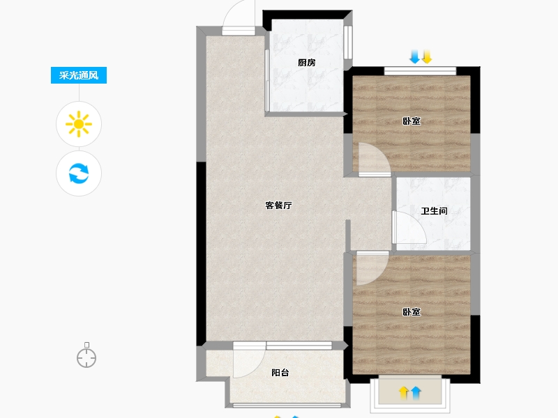 山东省-烟台市-中瑞城-68.00-户型库-采光通风