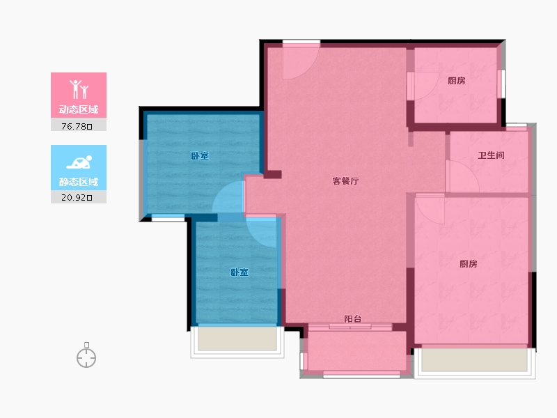 河南省-郑州市-融创蘭园-88.01-户型库-动静分区