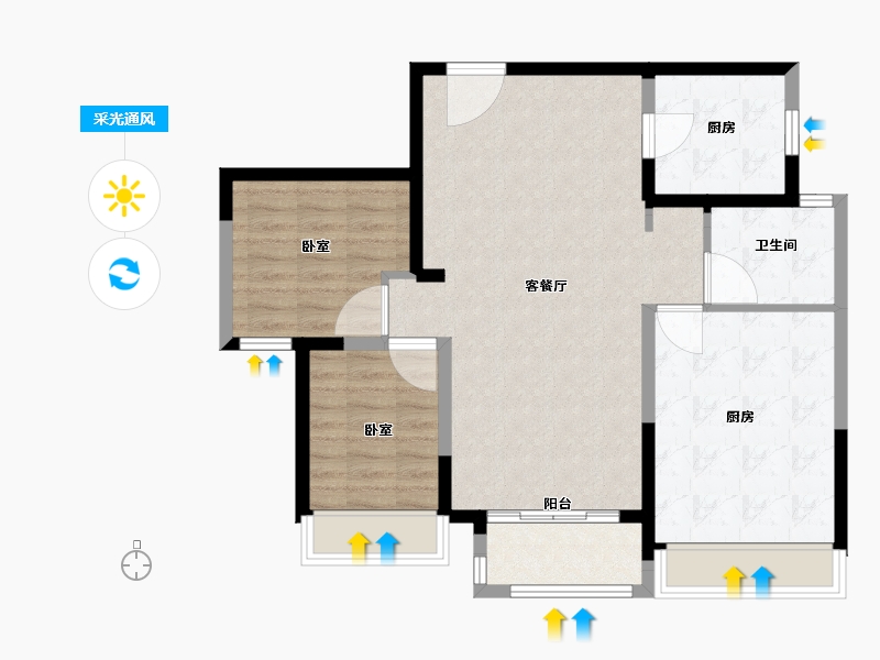 河南省-郑州市-融创蘭园-88.01-户型库-采光通风