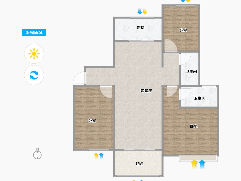 河南省-新乡市-绿都温莎城邦-100.59-户型库-采光通风