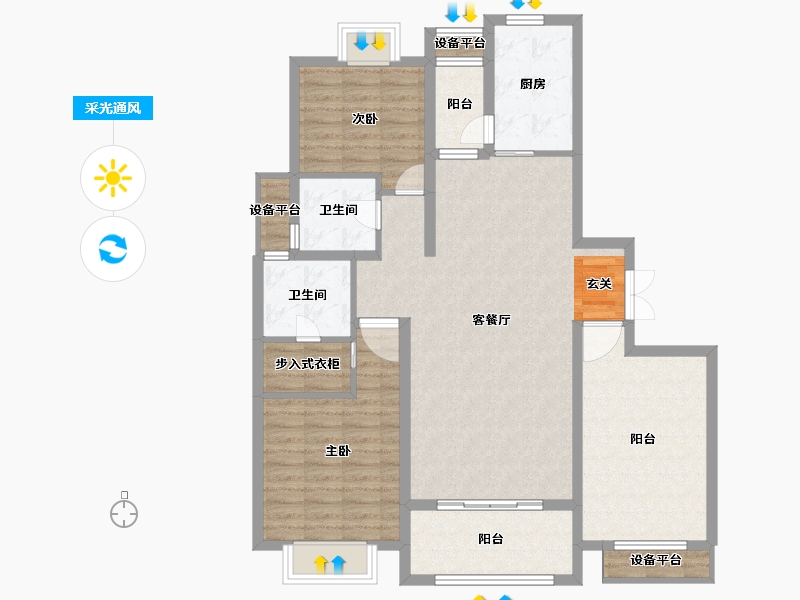 江苏省-常州市-绿地武宜珑庭-110.00-户型库-采光通风