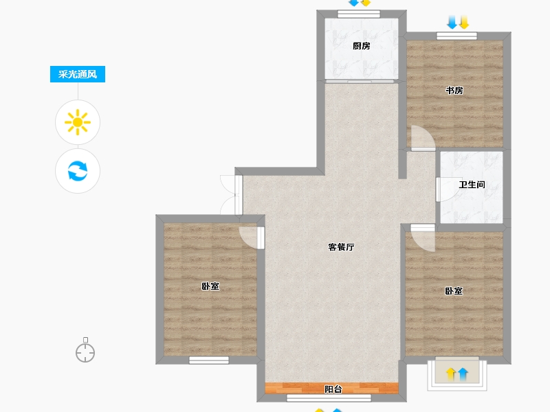 宁夏回族自治区-银川市-未来城（四期）-86.03-户型库-采光通风