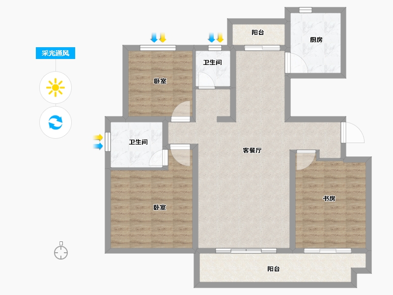 河南省-洛阳市-中浩德山水文苑-101.00-户型库-采光通风