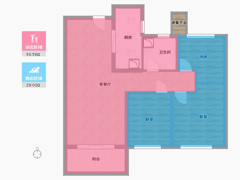 河南省-郑州市-融创城开瓏府-71.00-户型库-动静分区