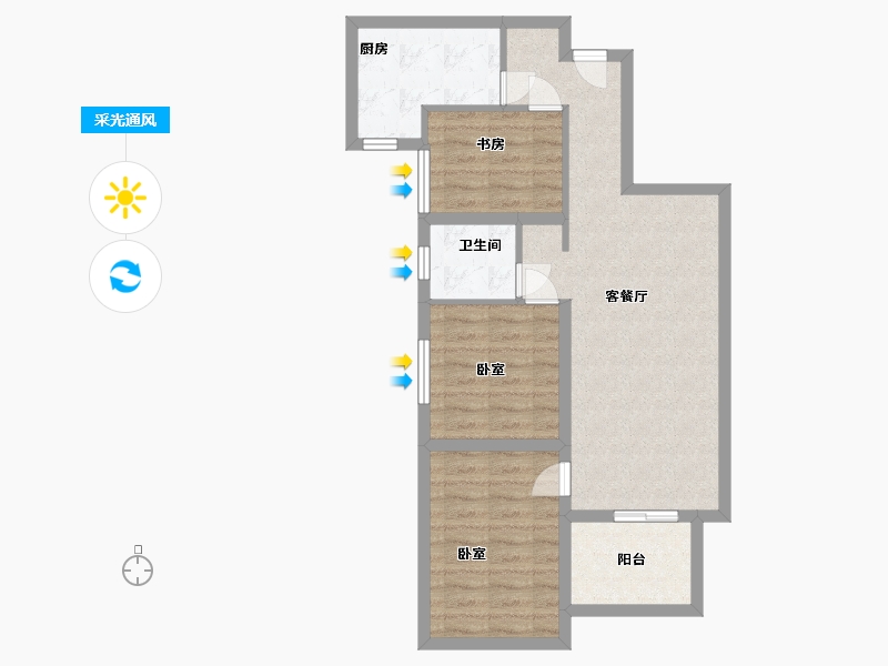 河南省-郑州市-融创城开瓏府-71.00-户型库-采光通风