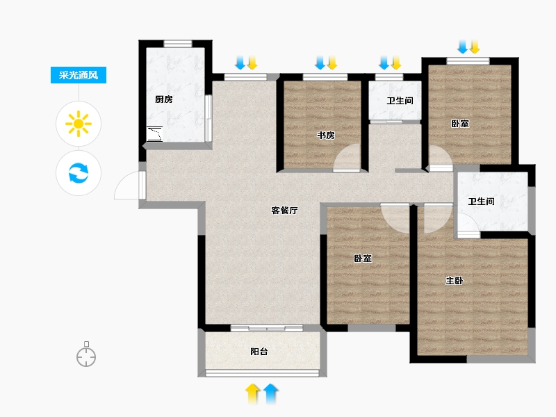 河南省-洛阳市-科弘国风龙樾-111.34-户型库-采光通风