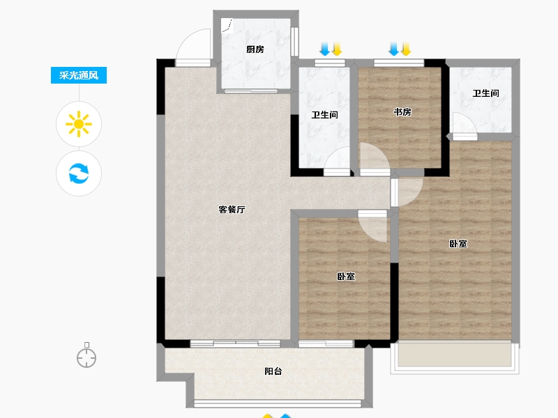 河南省-洛阳市-建业永宁上院-100.00-户型库-采光通风